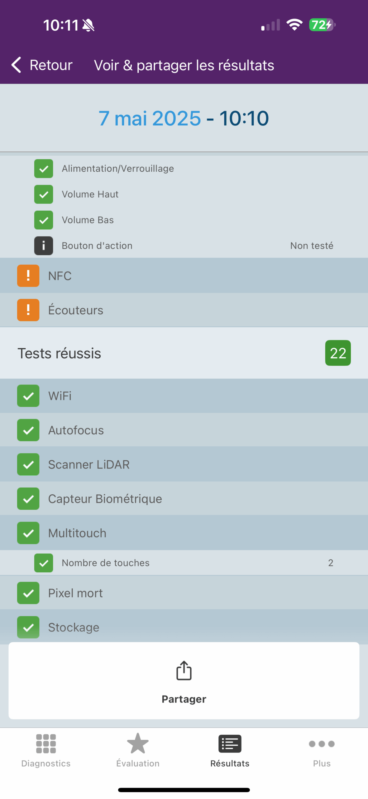 Diagnostics de l'iPhone 15 Pro Max avec M360