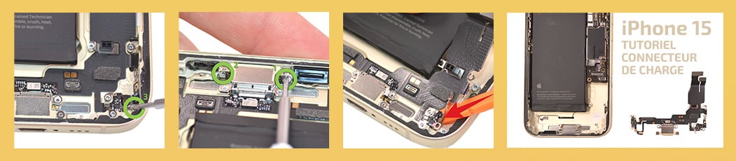 tutoriel pour réparer son connecteur de charge iPhone 15